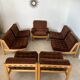 Old modular living room 7 armchairs and vintage Scandinavian design coffee table from the 60s