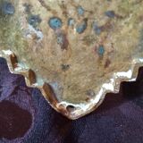 Art deco sconce, golden brass and yellow speckled Clichy glass globe