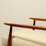 Scandinavian armchair and foot rest beige buckle design by H.lis