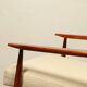Scandinavian armchair and foot rest beige boucle design by H.lis