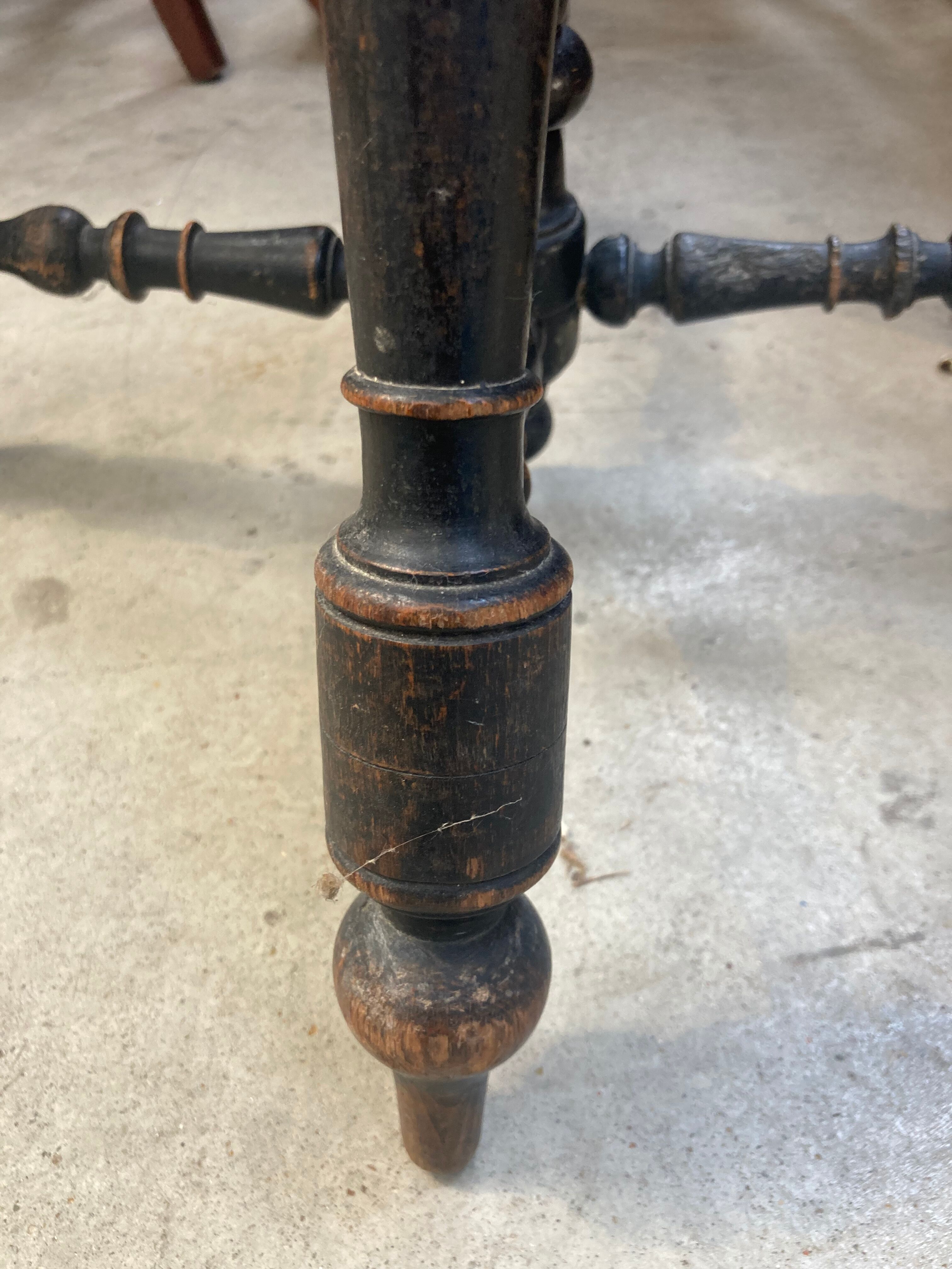 Blackened wooden piano stool Napoleon lll style