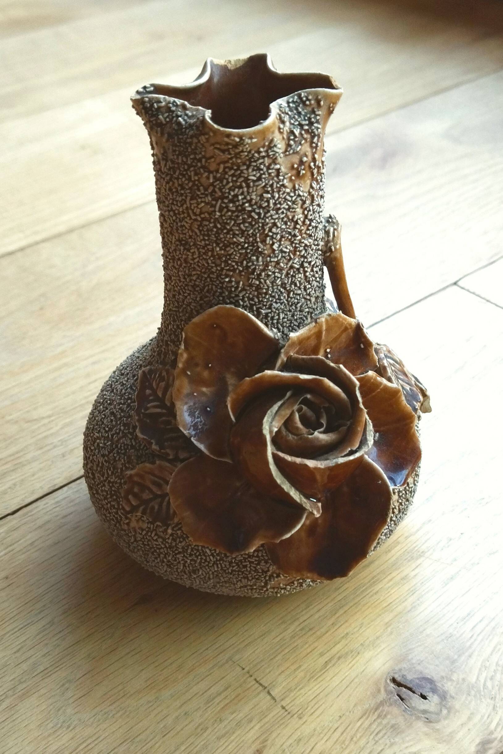 Beautiful antique majolica and slipware vase