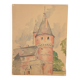 French school 20th century "The castle tower" watercolor