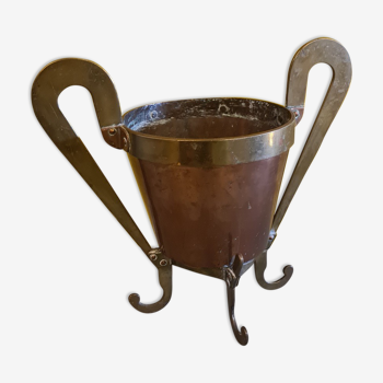 Ancien refroidisseur de champagne en cuivre français, du début des années 1900.
