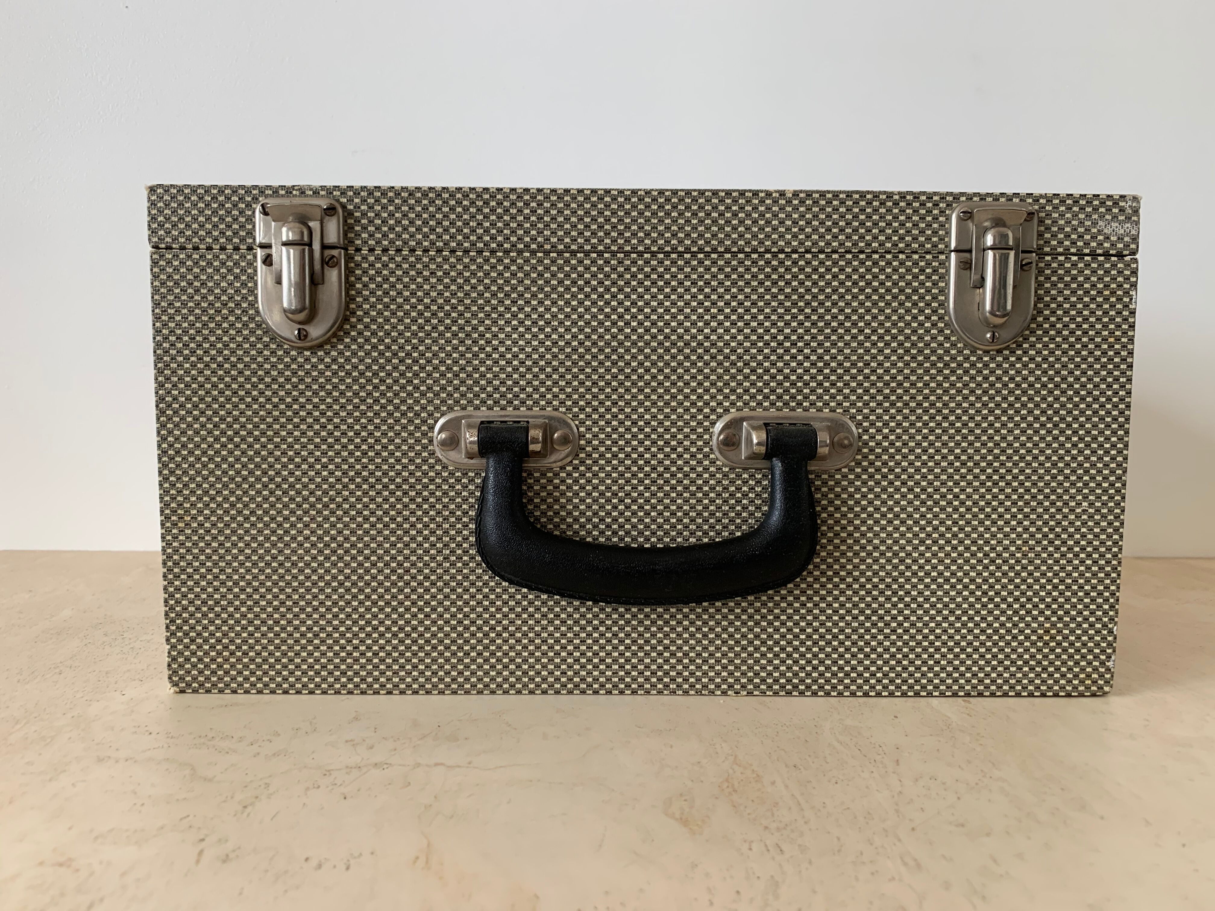 Suitcase, vintage upholstered box