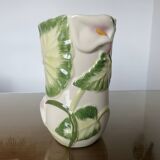Ceramic vase, floral pattern, numbered and signed 70s 80s