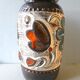 Ceramic vase decorated with flowers Bay West Germany 1970s