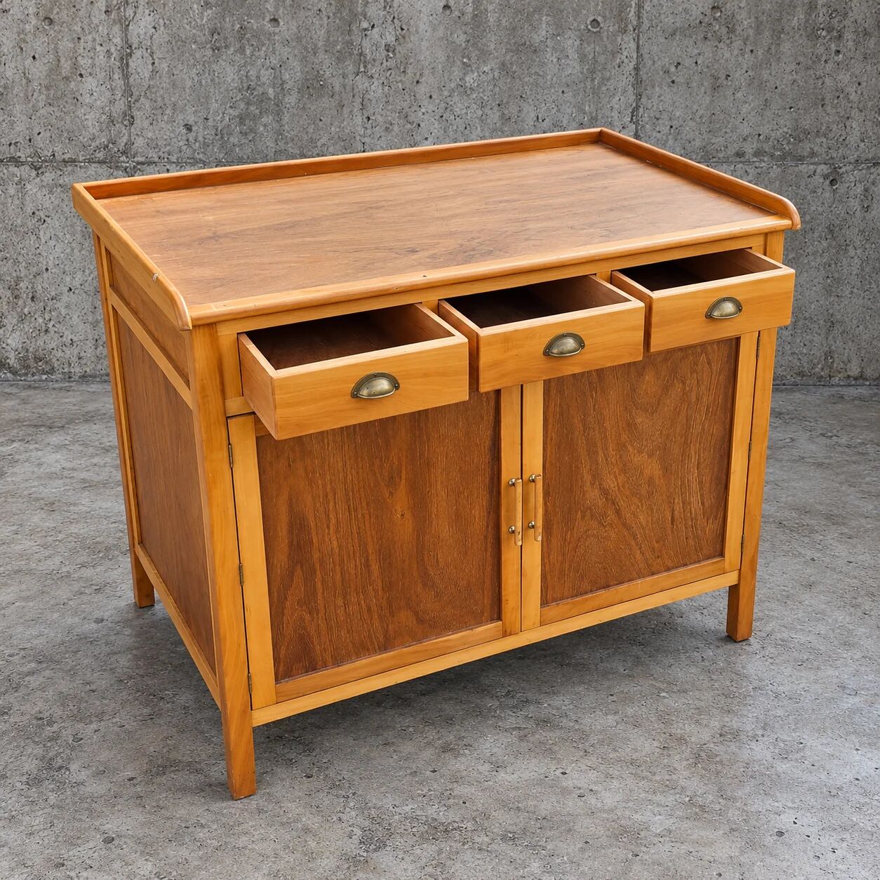 Wood combination sideboard / side board / dresser / 2 x drawer / 1970s