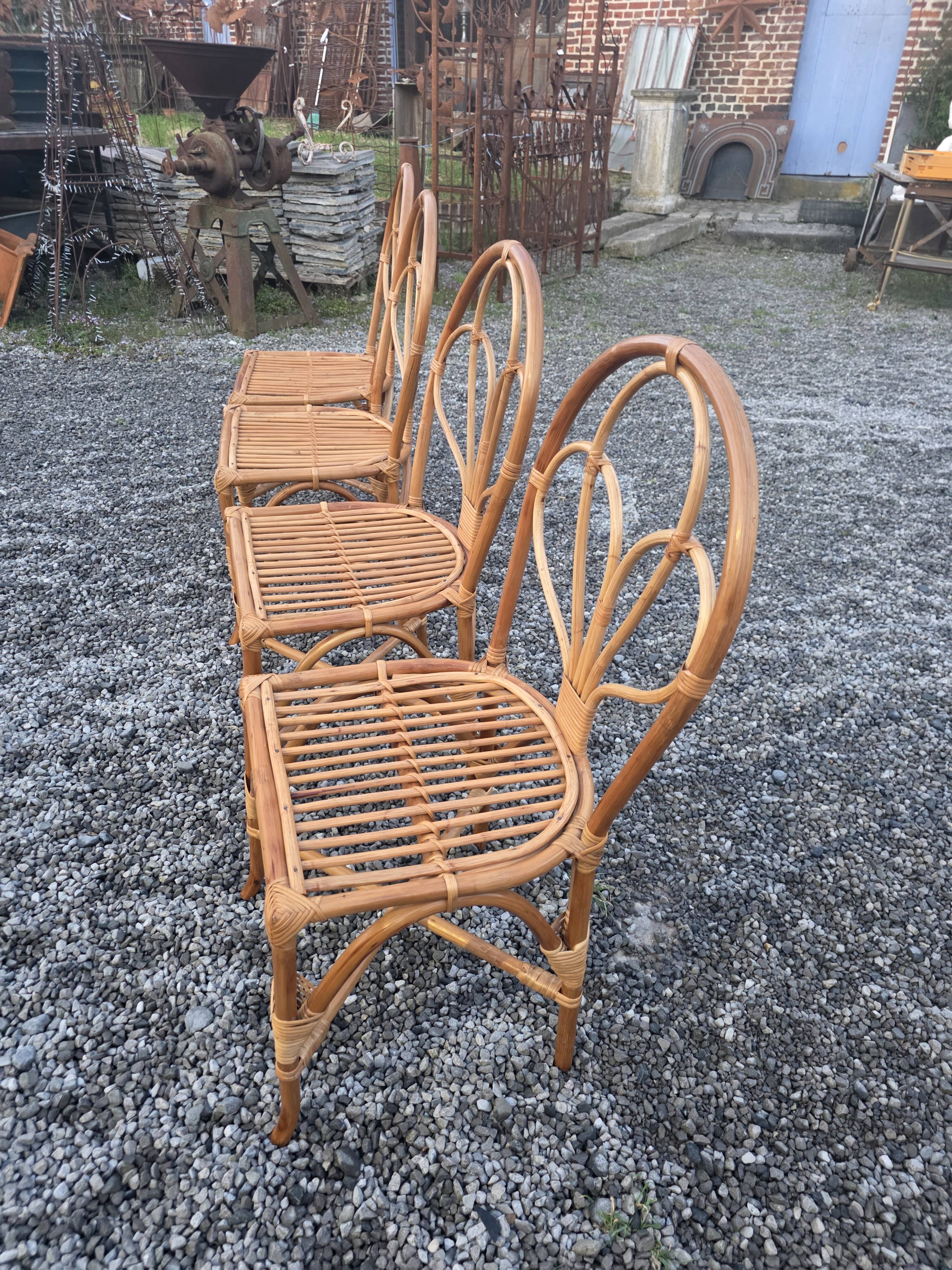 4 rattan chairs from the 1970s
