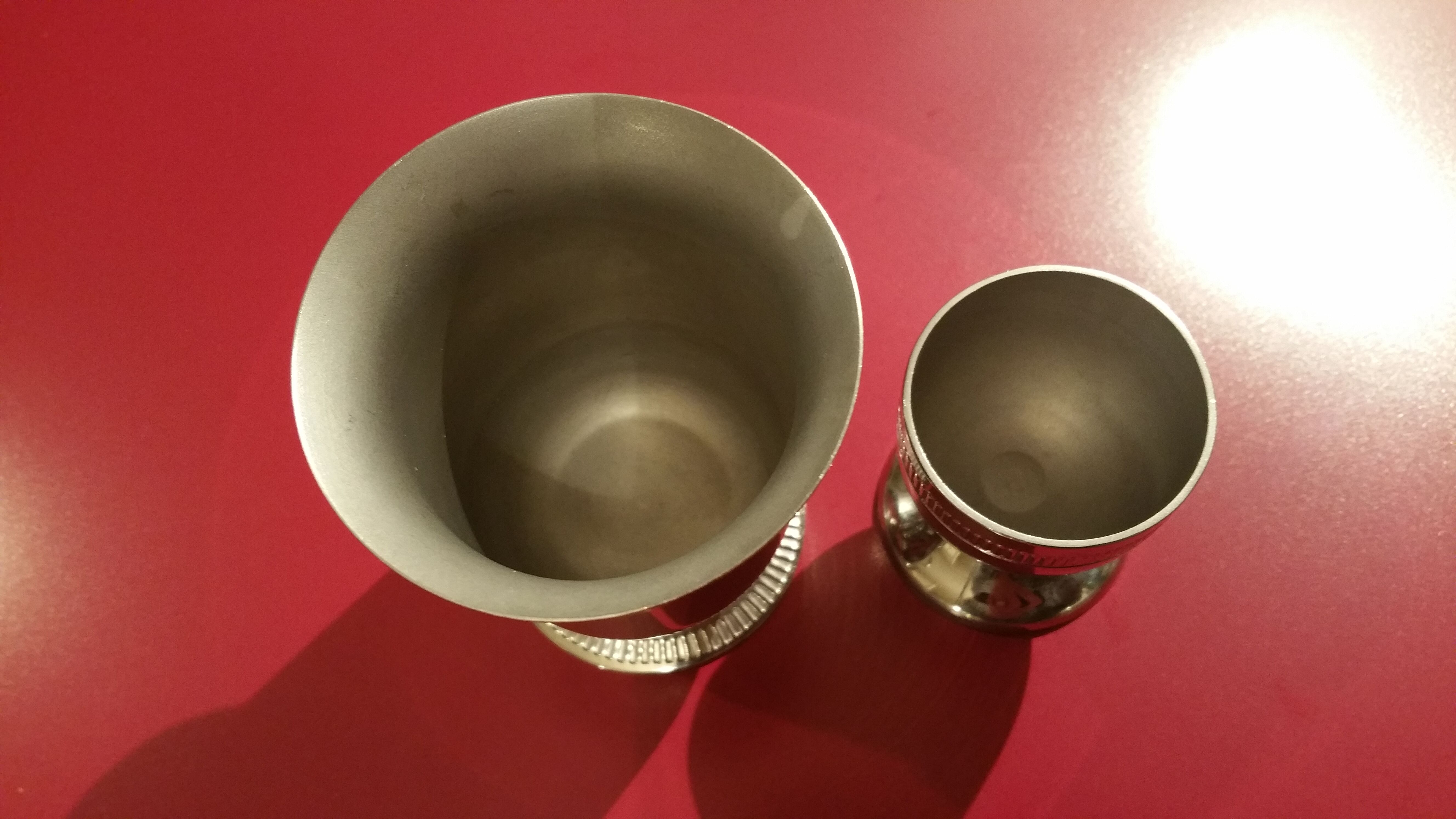 Cup and birth pewter egg Cup