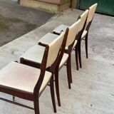 4 Scandinavian chairs in solid wood and white imitation leather