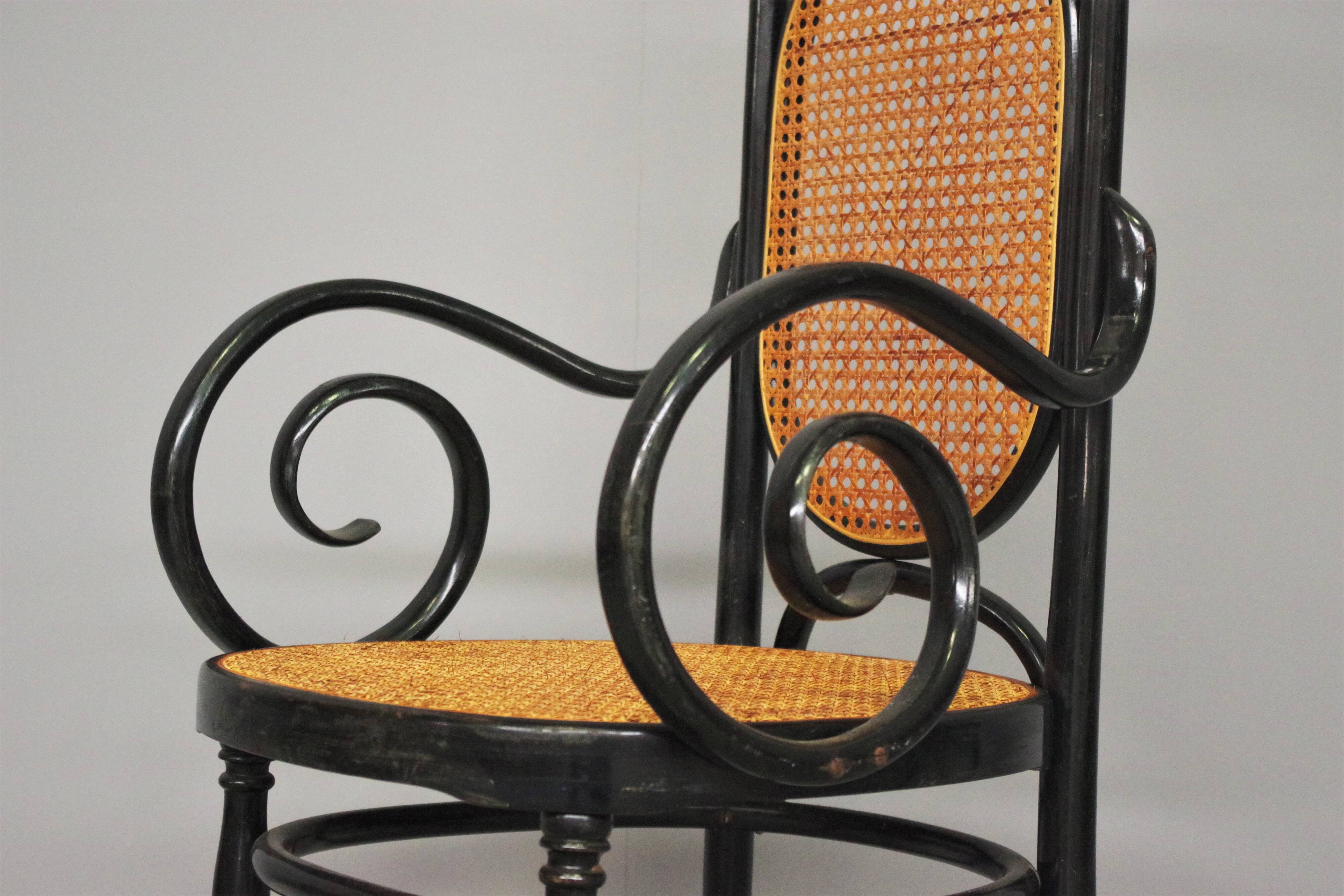 Chairs in bent beech and vienna straw, 1980