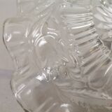 Portuguese farmhouse mid century clear floral glass dish pendant lamp 1960s