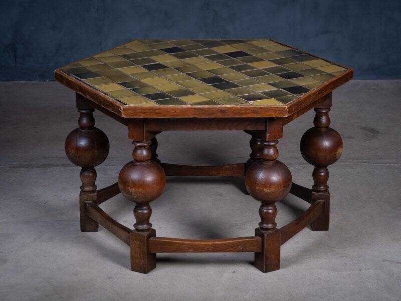 Octagonal Coffee Table in Oak, 1930s