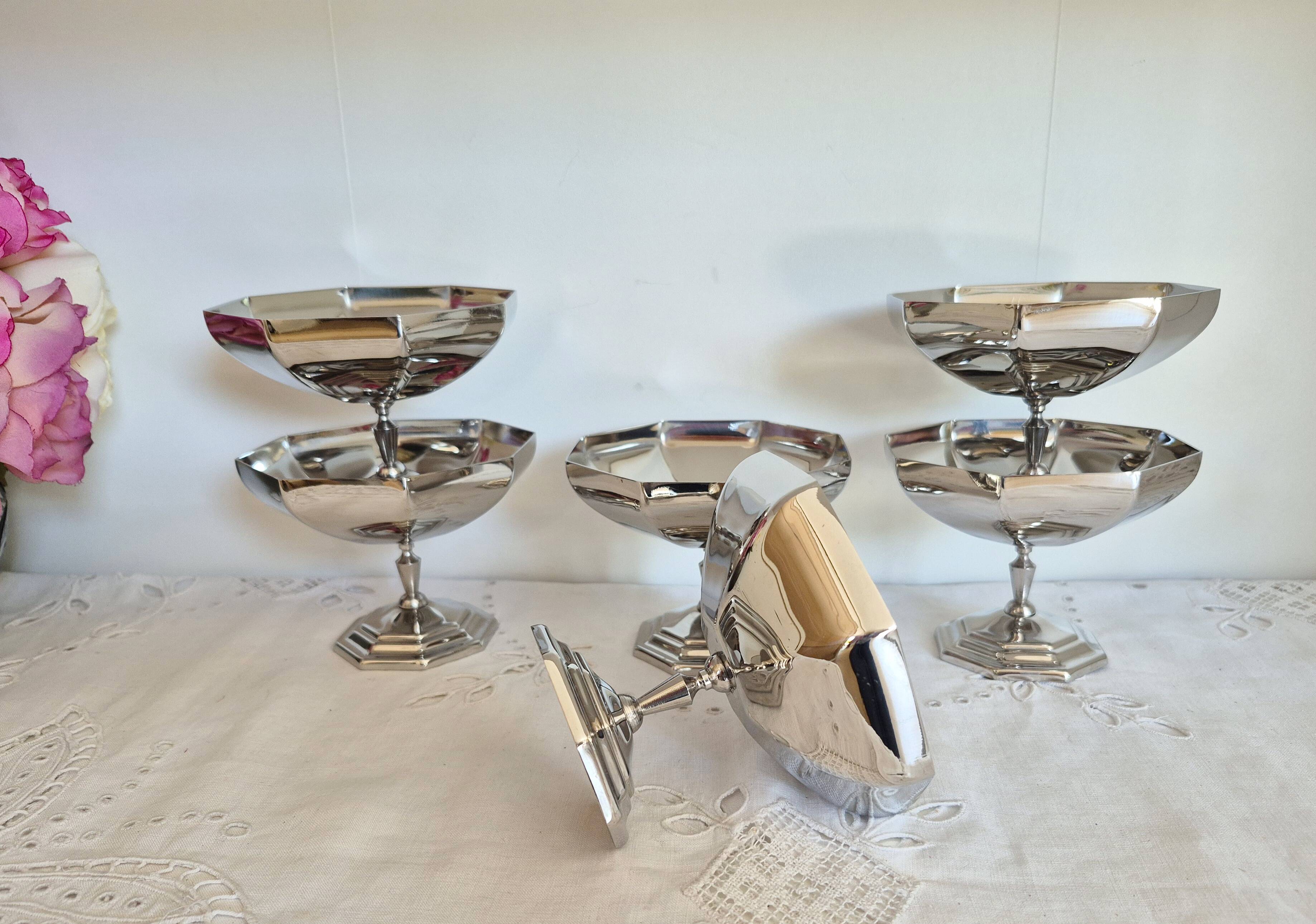 Stainless steel ice cream cups, hexagonal shape (ref2)