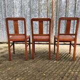6 René Gabriel chairs from the reconstruction period in beech and plywood.