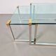 T53 Coffee and Side Tables in Brass and Glass by Peter Ghyczy, 1970s, Set of 3