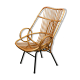 Metal and Rattan Terrace or Lounge Chair from Rohé Noordwolde, 1960s