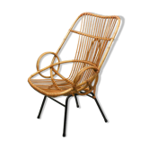 Metal and Rattan Terrace or Lounge Chair from Rohé Noordwolde, 1960s