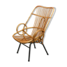 Metal and Rattan Terrace or Lounge Chair from Rohé Noordwolde, 1960s