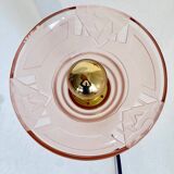 Pair of Art Deco bedside lamps, glasses signed Muller