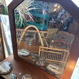 Former beveled mirror and contour wood 72x75cm