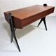 Vintage teak desk with black scissor legs 1960's