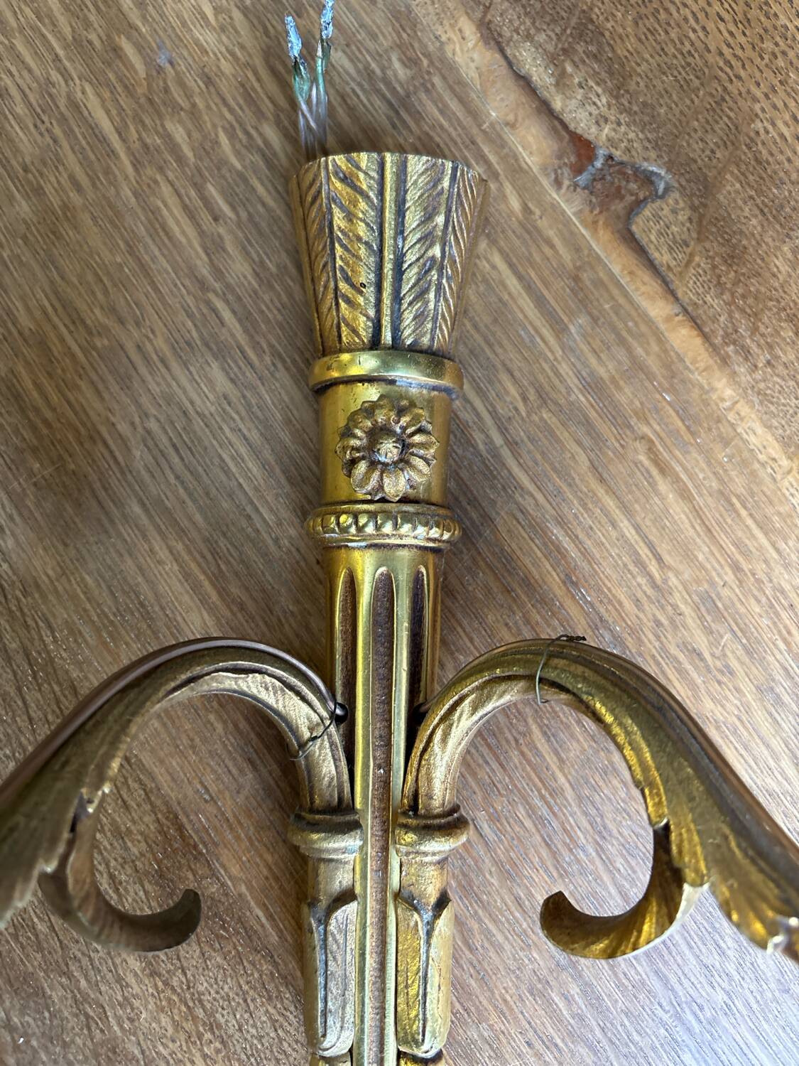 Pair of Louis XVI style bronze wall sconces – 2 arms