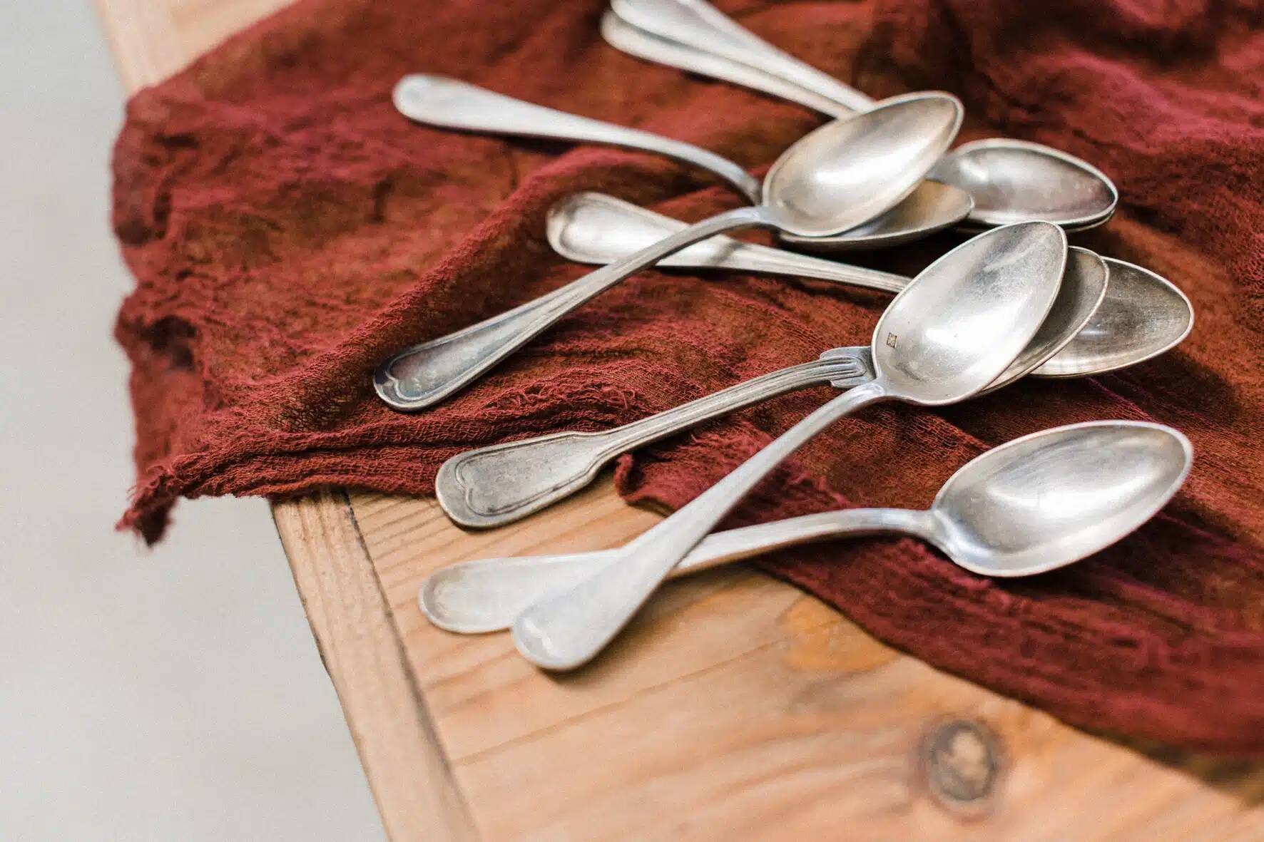 Silver heart spoon (set of 10) "leather"