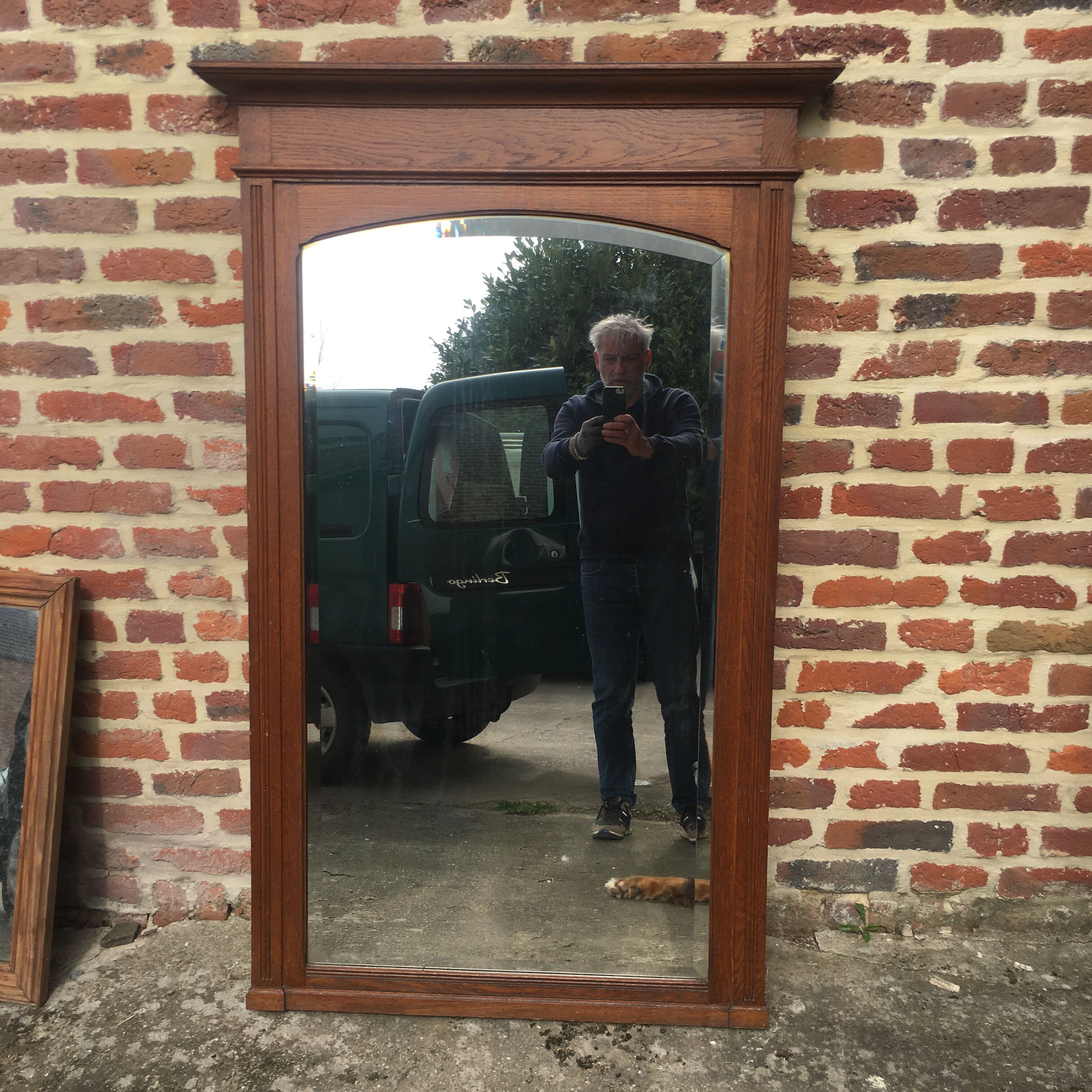 Beveled fireplace mirror