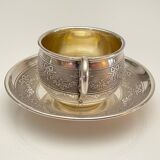 Silver Cup and Saucer | 20th Century | Ribbon and Flower Garland