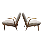 Fauteuils boucles en laine du milieu du siècle