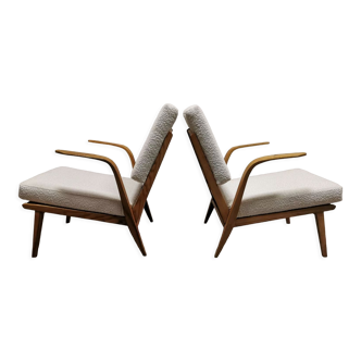 Mid-century wool boucle armchairs