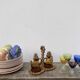 70's vinegar cruet in wood and glass