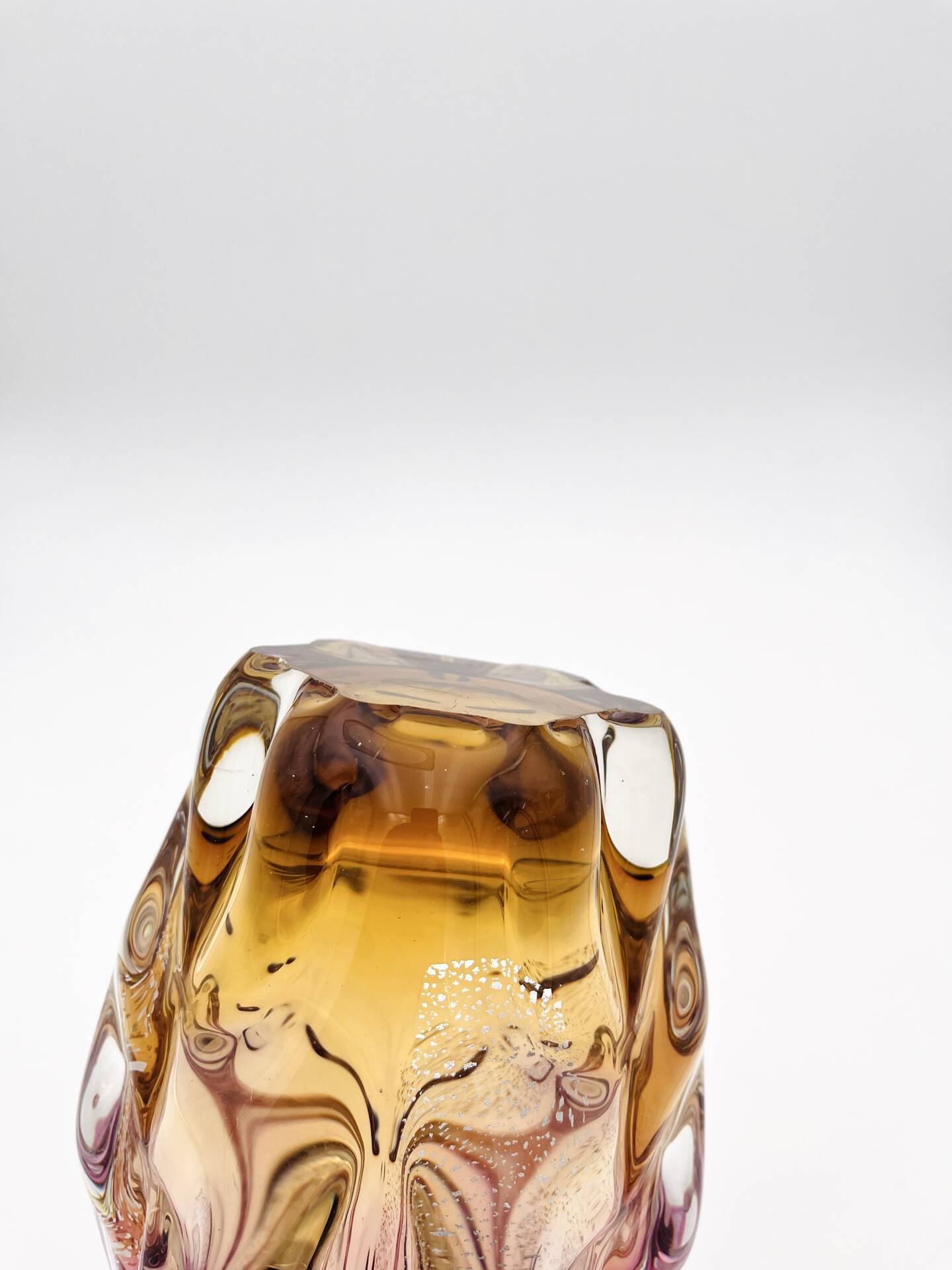 Vase Studio Glass Josef Hospodka Chribska Sommerso Feuille Argent