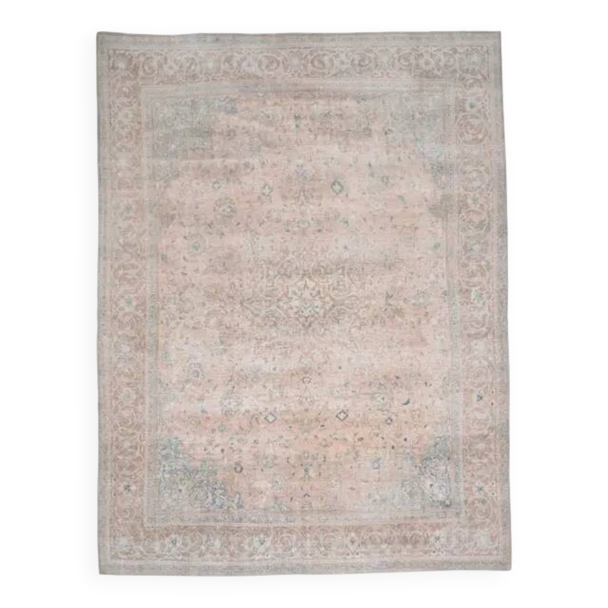 1970s Vintage Persian Handmade Wool Cotton Light Brown Area Rug 284x380