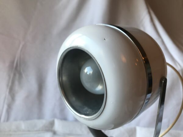 Lampe à poser eye ball vintage 1970 Italien Prova blanche