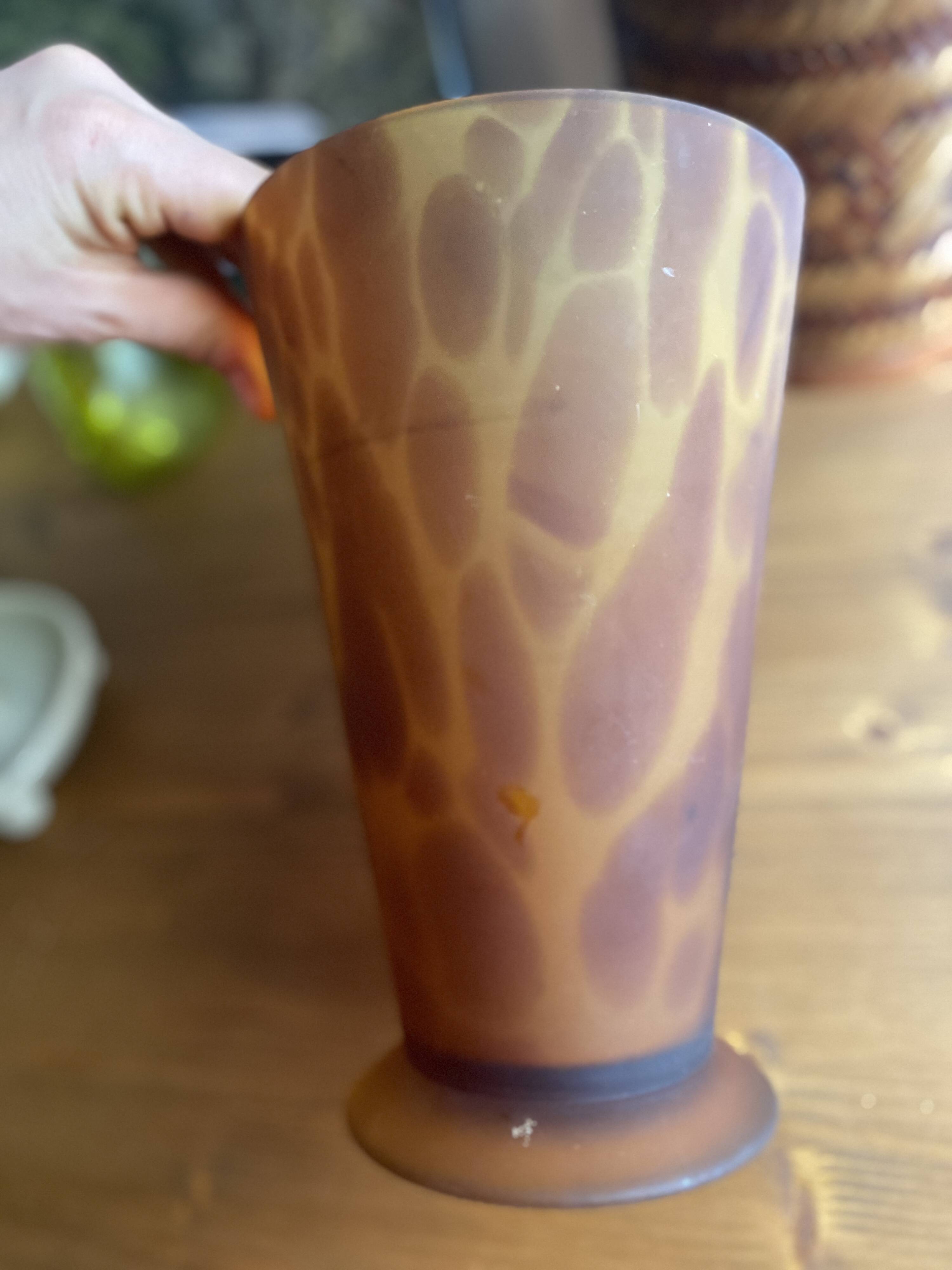 Vase verre soufflé vintage léopard écaille de tortue