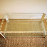 Italian travertine, perspex and glass coffee table, circa 1970
