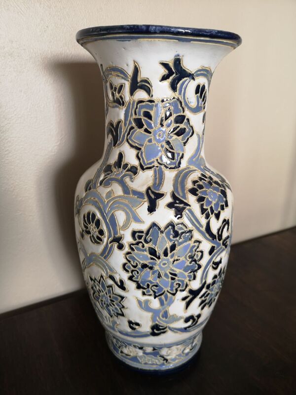 Vase balustre en céramique émaillée fin 19ème siècle