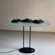 Postmodern black metal glass ceiling lamp | 1990s