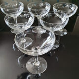 Engraved glass champagne cups