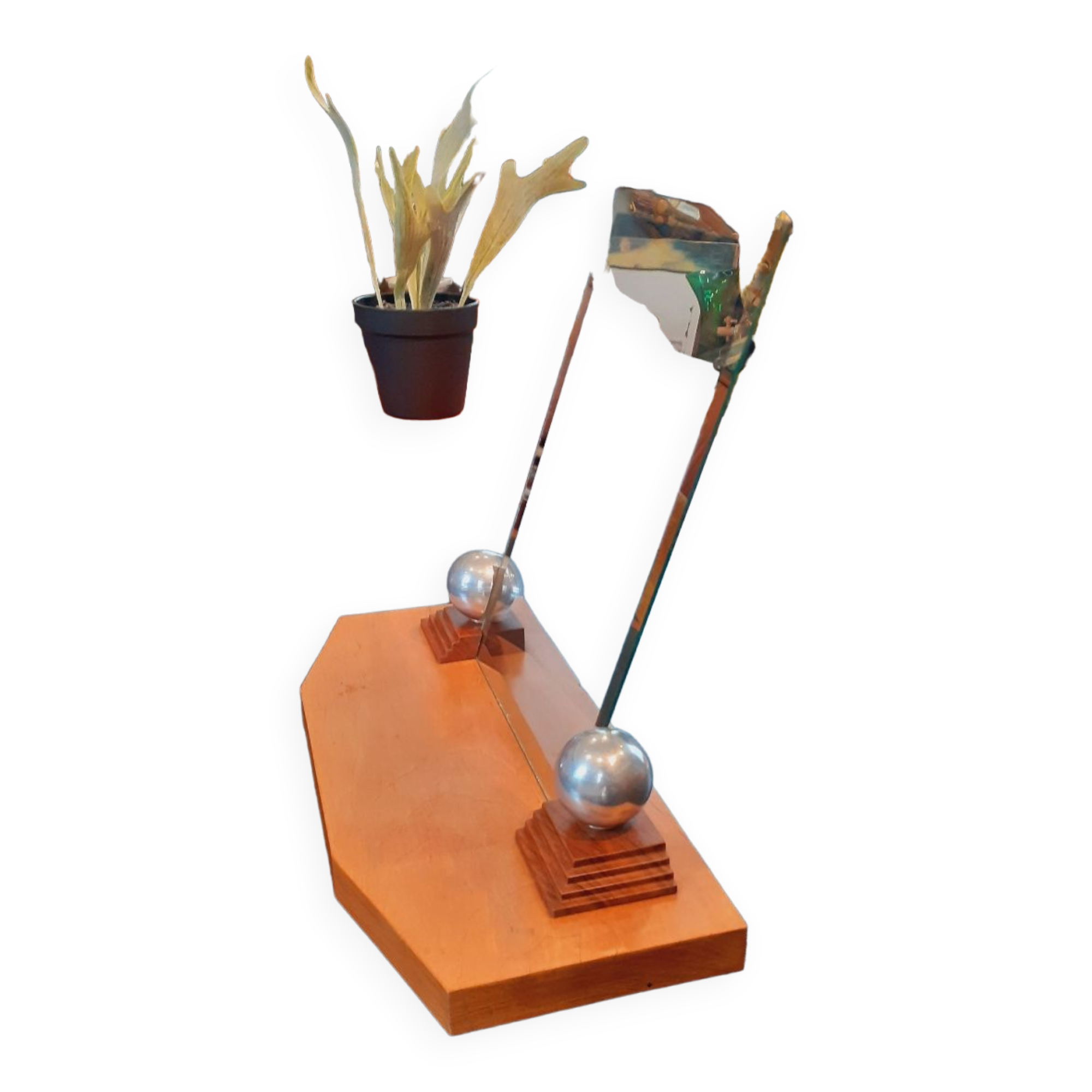 Art deco photo door year 40 in walnut and solid ash