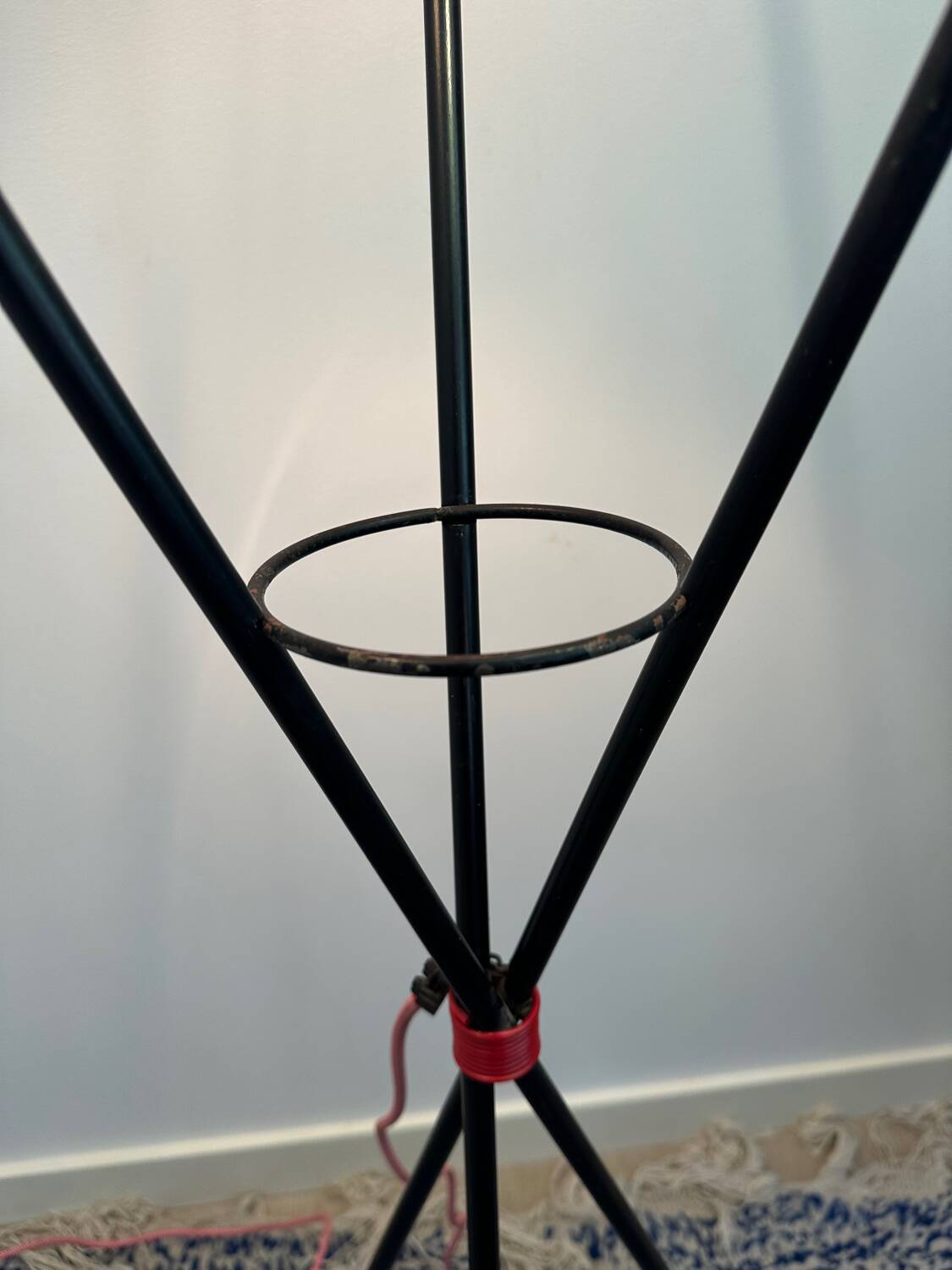 1950s metal tripod floor lamp, completely original