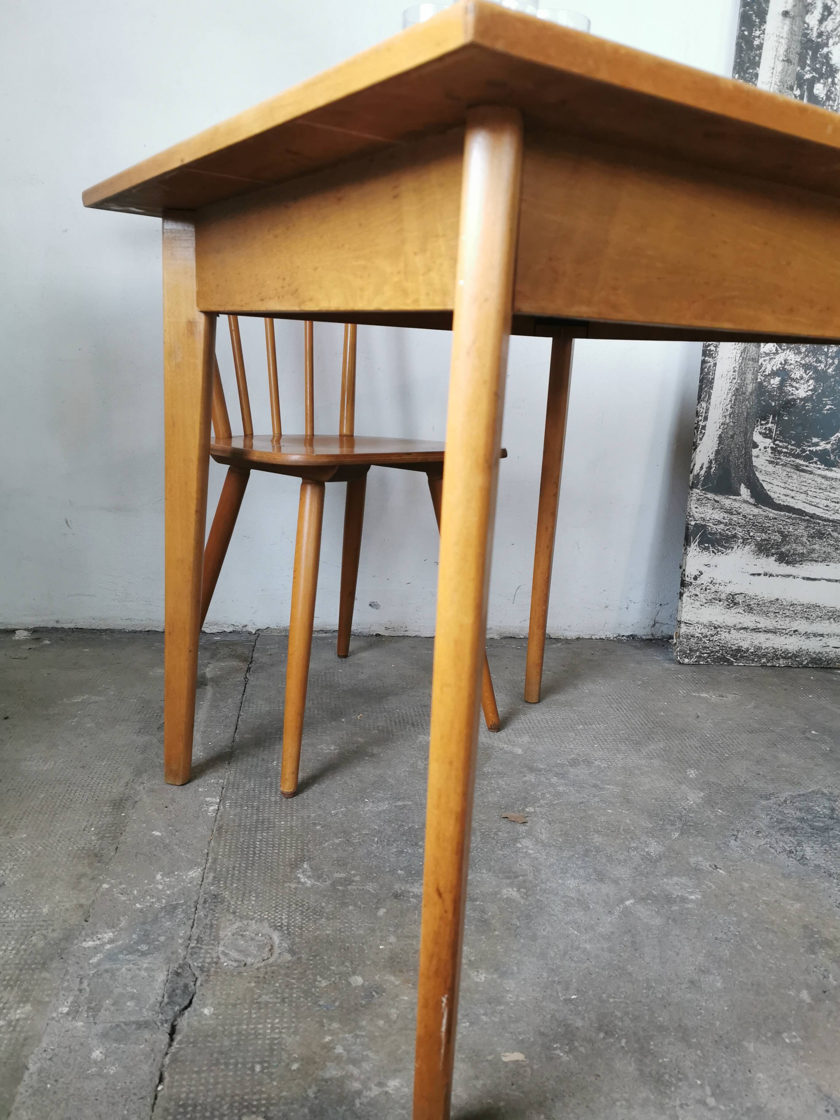 Square dining table, wood and formica, 1960s