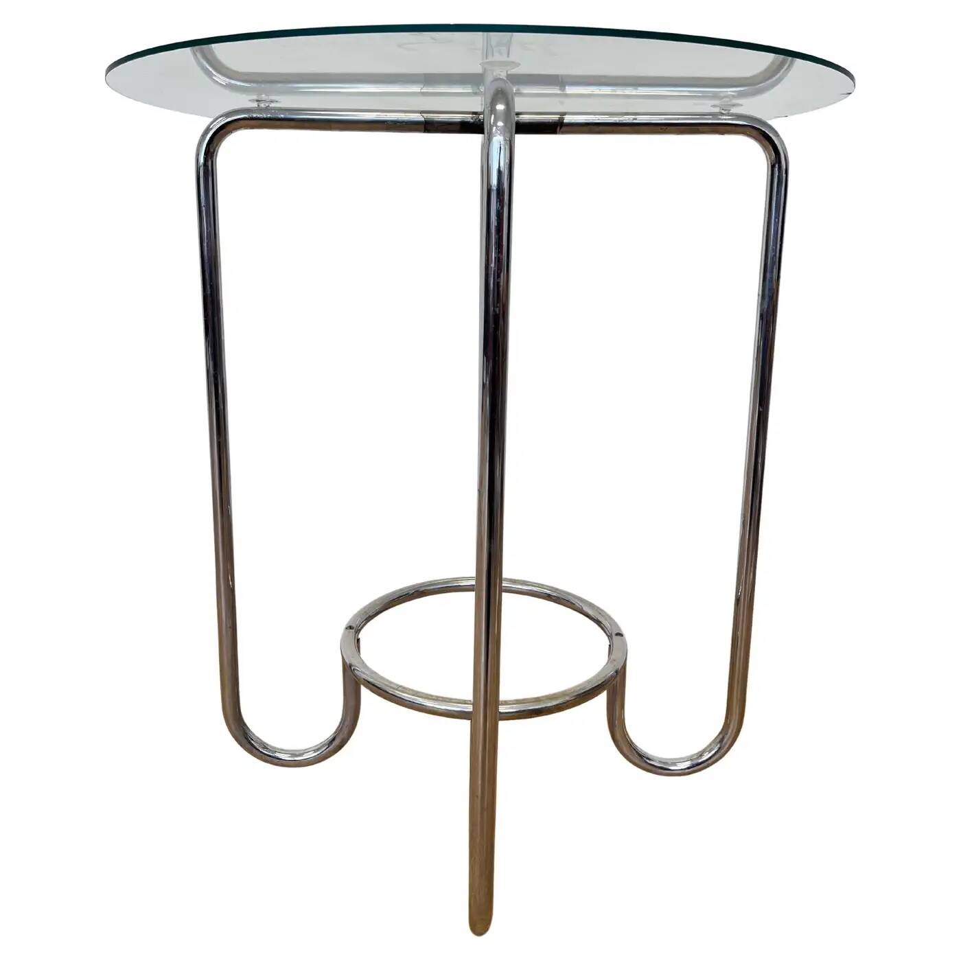 Table Bauhaus en chrome et verre - années 1930