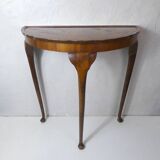 Old wooden half moon tripod console side table
