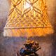 Old vintage ceramic lamp and rope lampshade 40s 50s