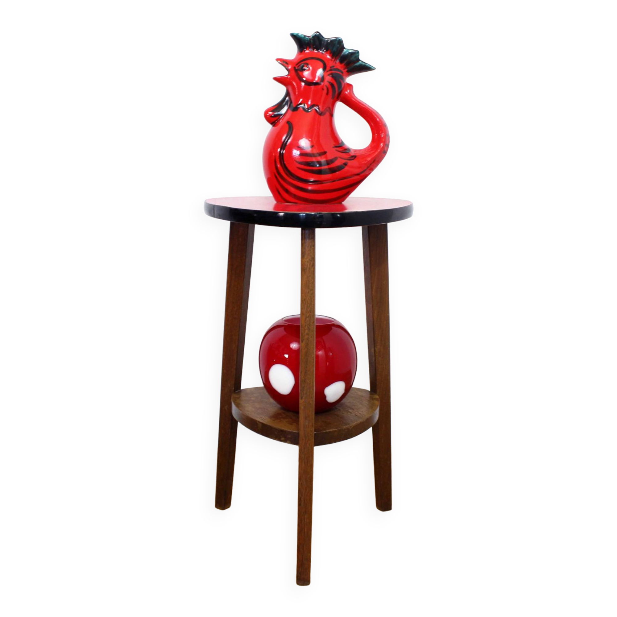 Pedestal table in formica and solid wood