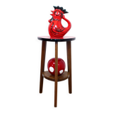 Pedestal table in formica and solid wood